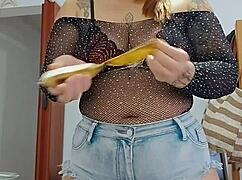 Shorts Stuffed Deep in Ass During Live Fuck!