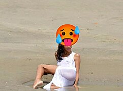 i'm that skinny latina model nude on public beach with small tits