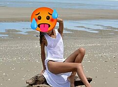 i'm that skinny latina model nude on public beach with small tits
