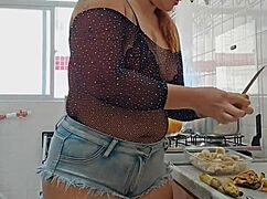 Shorts Stuffed Deep in Ass During Live Fuck!