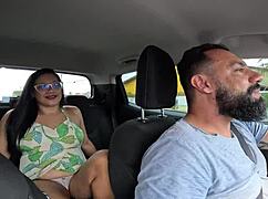 no hair in car raquel loves anal bareback pussy gaping clit rub outdoor quickie blowjob 💋🍆