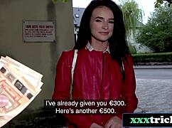 hot russian brunette takes cash for outdoor pov doggystyle pounding