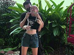 oh man i got this park beauty all bound up outdoors tickling her till she moans...