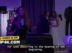 oh honey bride now pays with her shaved pussy for the wedding fee cuckold watches