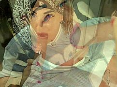 Slamming Giant Dildo Deep While Sucking Hard