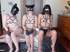 toilet slave humiliated under glass desk watches femdom group double domination ass worship