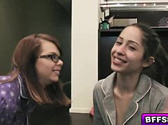 hot babes finger fuck lick pussies at wild pajama lesbian party