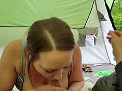 early morning camping pov with curvy wife bent over doggystyle risky outdoor public sex