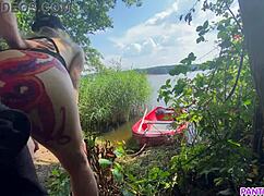 Stepsister rides stepbrother's dick publicly on river boat celebrating 25k subs