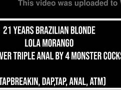 Brazilian Blonde Lola Morango Triple Anal Monster Cock Assault!