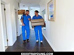 Maya Bijou’s petite muslim pussy and mouth double teamed by bambino and mike mancini