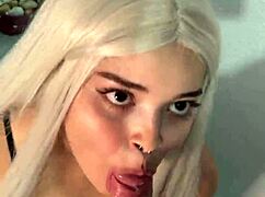 Blonde Halloween witch's deepthroat blowjob ignites my burning desire