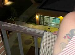 Amateur milf first time fucked doggystyle bent over hotel balcony