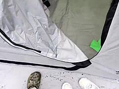 early morning camping pov with curvy wife bent over doggystyle risky outdoor public sex