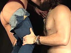 Stepsister's big ass bursts jeans for hardcore fucking and thumb suck