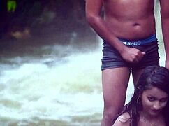 Indian Couple Fucks Hard Outdoors at Riverside Lodge