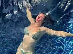 juicy milf teases pool stranger then gets fucked hard cum facial