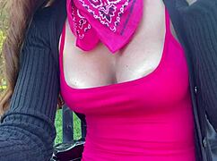 italian milf artemisia love teases huge natural tits nipples in outdoor solo fetish