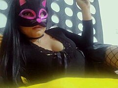 A Young Latina Flashes Toys In Sexy Halloween Homemade Video