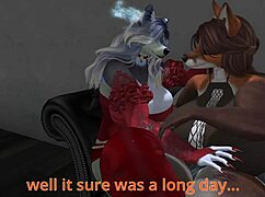 sapphire's furry futanari ass bent over, taking doggystyle cumshot after long orgasmic day