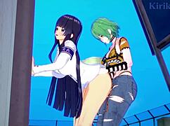 hikage katsuragi ikaruga go wild in intense futanari sex 💦 senran kagura hentai