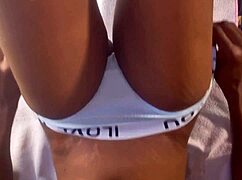 that huge cum load drips down her wet swollen pussy lips