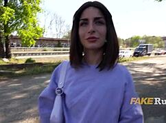 this ULTRA PRETTY italian flashes pussy on street for cash fuck