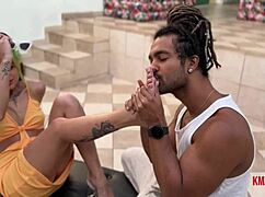 Morena's Bare Feet Give Explosive Footjob Cum Explosion