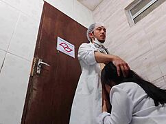 nurse strips condom bangs asian doctor bareback juicy pussy tight in hospital bathroom moaning rough