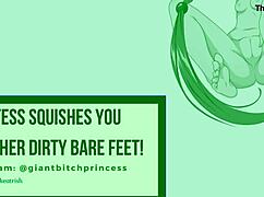 Giantess goddess teases tiny man with huge dirty bare feet toes before trampling fetish joi 😈👣
