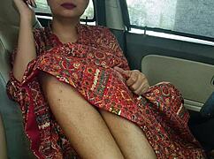 panjabi bride sneaks car ride with hubby for intimate outdoor creampie