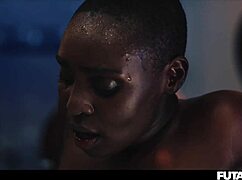 imagine black babe stuffed by two futa monster cocks double penetrating deep