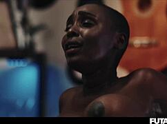 imagine black babe stuffed by two futa monster cocks double penetrating deep