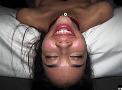 Petite submissive Filipina teen bent over for rough interracial big cock threesome pounding