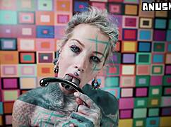 I suck this steel toy like your cock in my pink corset