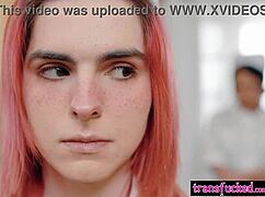 TS Foxxy Delivers Triple Blowjob to Horny Patient Jean Hollywood