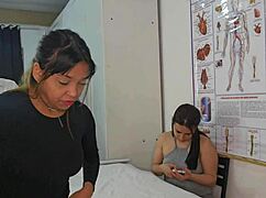 Hey doc, you seeing how wet this lesbian couple gets during your exam?? Spread wider for me!