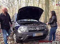 german teen blows mechanic in woods after breakdown