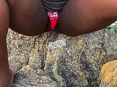 man flashing juicy wife pussy on beach like total whore