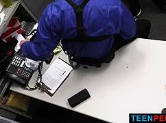 Petite Shoplifter Violet Caught in Burglar Costume, Punished with Monster Cock Ride