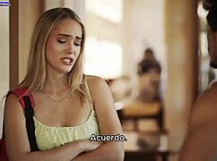blonde stepsister hints at secret fuck with spanish subtitles