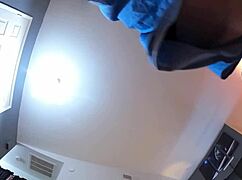 unaware tall jane judge folds laundry in skirt at warehouse hd