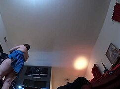 unaware tall jane judge folds laundry in skirt at warehouse hd