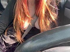 Sexy italian milf artemisia love flashes big juicy tits and hard nipples on street car ride