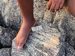 man flashing juicy wife pussy on beach like total whore