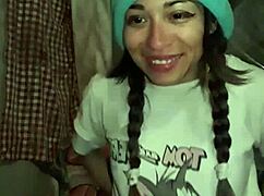 uhh yeah... little latina putita rubs her pussy in stepdad's garage