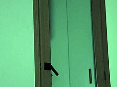 a stranger sneaks in and spots that big-assed brunette shaking her curves on bed