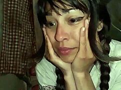 uhh yeah... little latina putita rubs her pussy in stepdad's garage