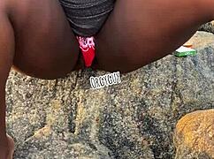 man flashing juicy wife pussy on beach like total whore