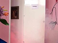 blonde toy store babe jumped by brunette vampire milf lesbian kisser 👻💋